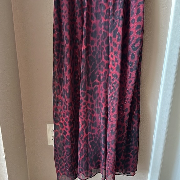 LONDON TIMES Burgundy Animal Print Sleeveless Neck Tie Maxi Dress - Picture 8 of 15